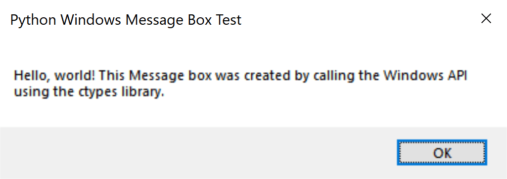 Display a message box with Python without using a non-standard library ...